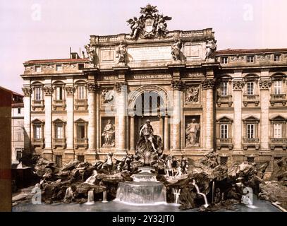 Trevi-Brunnen, Rom, Italien / Trevi-Brunnen, Rom, Italien, Historisch, digital restaurierte Reproduktion von einer Vorlage aus dem 19. Jahrhundert, Stockfoto