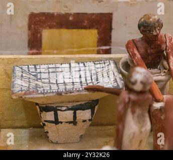 Ägyptisches Museum Kairo, Modell der Brauerei. Die Raster sind auffällig. Stockfoto