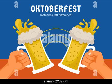 Oktoberfest Party Social Media Hintergrund Illustration Flat Cartoon Hand Gezeichnete Vorlagen Stock Vektor