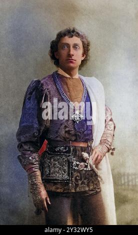 Johnson Forbes-Robertson (1853–1937), englischer Schauspieler und Regisseur. 1913 zum Ritter geschlagen. Hier als Romeo in der Tragödie Romeo und Julia von William Shakespeare, eine Rolle, die er neben der Julia von Mrs. Patrick Campbell spielt. Heliogravüre., Historisch, digital restaurierte Reproduktion von einer Vorlage aus dem 19. Jahrhundert, Datum nicht angegeben Stockfoto