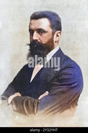 Theodor Herzl 1860-1904, zionistischer Führer. Berief den ersten Zionistenkongress in Basel 1897 ein., Historisch, digital restaurierte Reproduktion V Stockfoto