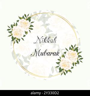 Luxuriöses Nikkah Zertifikat mit Blumenmuster, Premium A4 islamischer Hochzeitsvertrag, Nikah Nama, muslimische Heiratsurkunde, islamische Nikah nama, baat Pakki, Vektor Stock Vektor