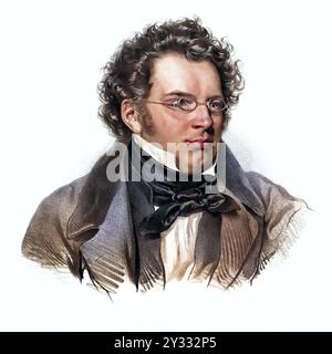 Franz Peter Schubert (geb. 31. Jänner 1797 in der Gemeinde Himmelpfortgrund, heute im 9. Bezirk Wiens, größte. 19. November 1828 in Wieden, jetzt 4. Bezirk) war ein österreichischer Komponist, Historisch, digital restaurierte Reproduktion von einer Vorlage aus dem 19. Jahrhundert, Datum nicht angegeben Stockfoto