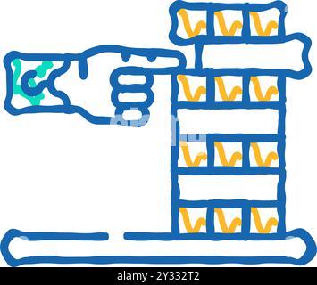 Entwicklung der feinmotorischen Fähigkeiten inklusiver Lebenssymbole-Doodle-Illustration Stock Vektor