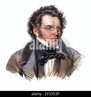 Franz Peter Schubert geb. 31. Jänner 1797 in der Gemeinde Himmelpfortgrund, heute im 9. Bezirk Wiens, größte. 19. November 1828 in Wieden, jetzt 4. Bezi Stockfoto