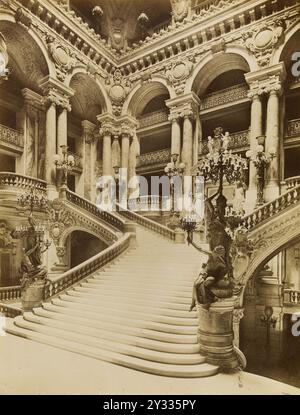 Die große Treppe der Oper, 9. Arrondissement, 1880, Paris, Frankreich, historische, digital restaurierte Reproduktion eines Originals aus dieser Zeit Stockfoto