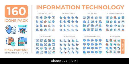 Informationstechnologie: Bunte Symbole Set Kollektion Stock Vektor