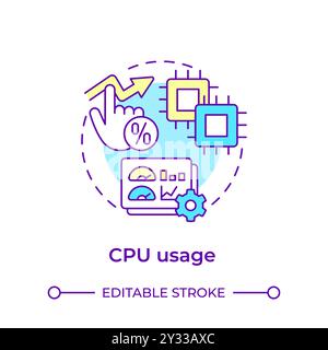Symbol für mehrfarbiges Konzept der CPU-Auslastung Stock Vektor