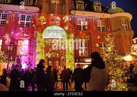 Europa, Deutschland, Niedersachsen, Metropolregion Hamburg, Buxtehude, Weihnachten, Altes Rathaus, Stockfoto