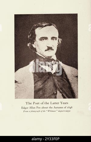 Seite aus Israfels Buch - The Life and Times of Edgar Allan Poe (1934) feat a Portrait of Edgar by 'Whitman' - 1840er Jahre Stockfoto