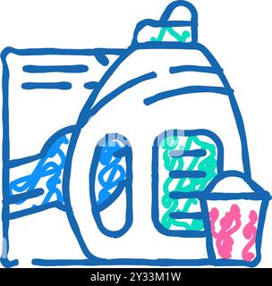 Wäscheservice-Set-Symbol-Kritzelillustration Stock Vektor