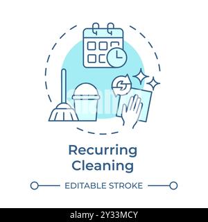 Symbol für wiederkehrende Reinigung in sanftem Blau Stock Vektor
