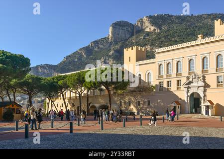 Der Fürstenpalast, offizielle Residenz des souveränen Fürsten von Monaco, mit dem Vorgebirge Tete de Chien („Hundekopf“), Fürstentum Monaco Stockfoto