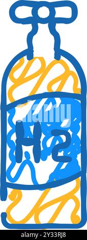 Gasflasche Wasserstoffgas Symbol Kritzelillustration Stock Vektor