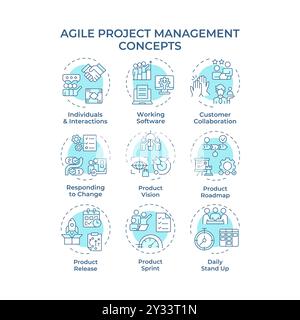 Symbole für agiles Projektmanagement Stock Vektor