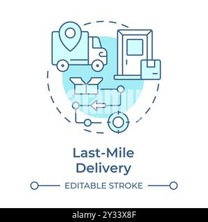 „Last Mile Delivery“-Symbol in sanftem Blau Stock Vektor