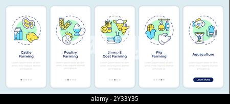 Art des Bildschirms der mobilen App für die landwirtschaftliche Onboarding Stock Vektor