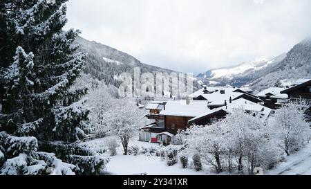 Winterwunderland in den Schweizer alpen Stockfoto