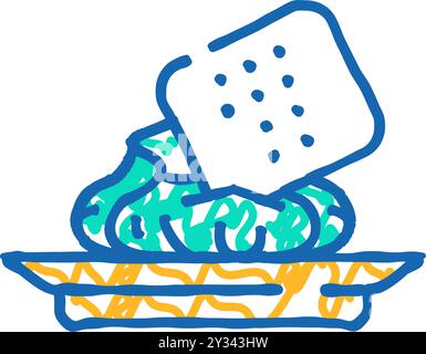 Snack mit Wasabi-Ikone-Doodle-Illustration Stock Vektor