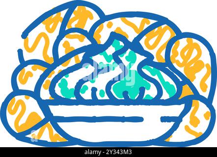 Crisps Wasabi-Ikone-Doodle-Illustration Stock Vektor