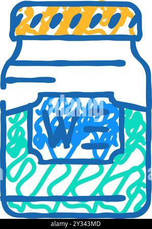 Flaschenbecher Wasabi-Symbol-Doodle-Illustration Stock Vektor