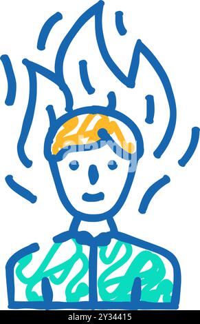 Brennender Mann nach Wasabi-Ikone-Doodle-Illustration Stock Vektor