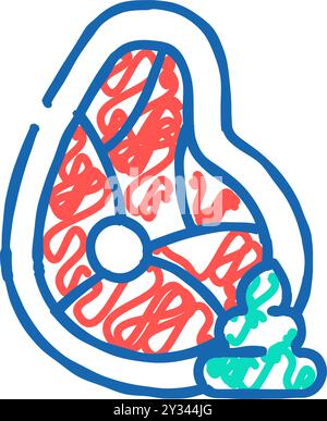 Fleisch-Wasabi-Ikone-Doodle-Illustration Stock Vektor