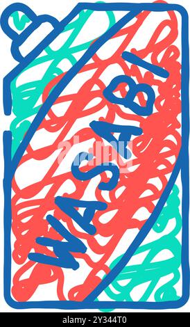 Paket Wasabi Icon Kritzelillustration Stock Vektor