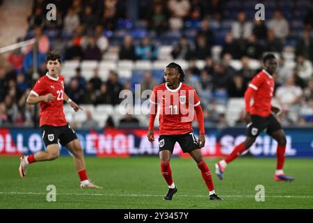 LUTON, ENGLAND - 9. SEPTEMBER: Thierno Ballo von Österreich während des U21-Freundschaftsspiels zwischen England und Österreich in der Kenilworth Road On Stockfoto