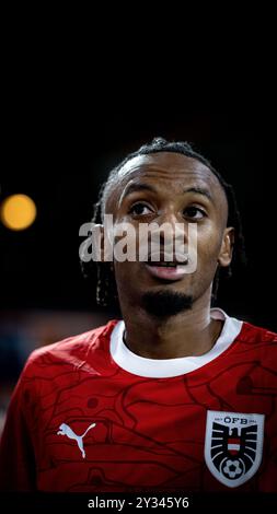 LUTON, ENGLAND – 9. SEPTEMBER: Thierno Ballo aus Österreich sieht beim U21-Freundschaftsspiel zwischen England und Österreich in Kenilworth an Stockfoto