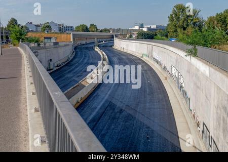 Baustelle Ausbau BAB A100, 16. Bauabschnitt, Höhe Dieselstraße, Berlin-Treptow, Baustelle Ausbau BAB A100, 16. Bauabschnitt, Höhe Dieselstraße, Berlin-Treptow, *** Baustelle zur Erweiterung der BAB A100, Bauabschnitt 16, Dieselstraße, Berlin Treptow, Baustelle zur Erweiterung der BAB A100, Bauabschnitt 16, Dieselstraße, Berlin Treptow, Stockfoto