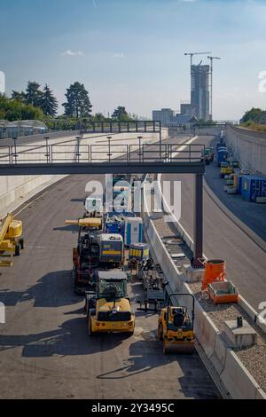 Baustelle Ausbau BAB A100, 16. Bauabschnitt, Höhe Dieselstraße, Berlin-Treptow, Baustelle Ausbau BAB A100, 16. Bauabschnitt, Höhe Dieselstraße, Berlin-Treptow, *** Baustelle zur Erweiterung der BAB A100, Bauabschnitt 16, Dieselstraße, Berlin Treptow, Baustelle zur Erweiterung der BAB A100, Bauabschnitt 16, Dieselstraße, Berlin Treptow, Stockfoto