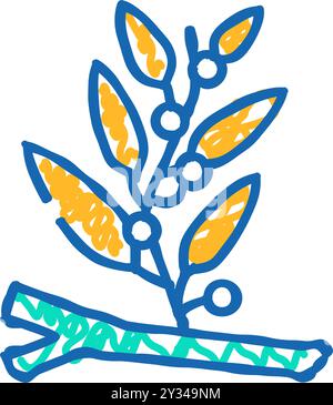 Sargassum Seetang Icon Kritzelillustration Stock Vektor