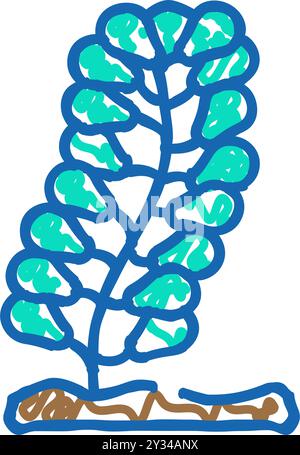 caulerpa Lentillifera Seetang Icon Kritzelillustration Stock Vektor