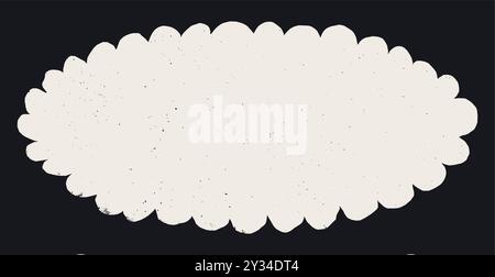Ovale Form mit gewellten abgerissenen Kanten. Runder Rahmen in Grunge-Form mit geriffeltem Rand. Vektorcollage gerissenes Papierstück oder Vintage Farbfleck Silhouette auf Stock Vektor