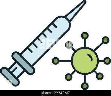 Spritzeninjektionsimpfstoff gegen ein Virus mit seinen Antikörpern Stock Vektor