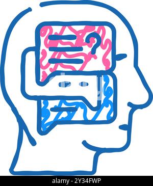 Diskussion in der Illustration der Kopf-Icon-Kritzelei Stock Vektor