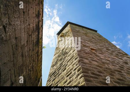 Schloss Hohenbeilstein, Burg auf einem Hügel, Mauerwerk, Beilstein, Bezirk Heilbronn, Baden-Württemberg, Deutschland, Europa Stockfoto