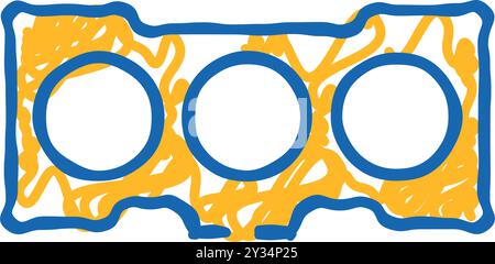 Abbildung: Ersetzen des Symbols für die Zylinderkopfdichtung Stock Vektor