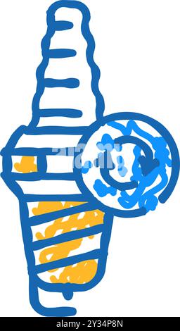 Kerzen Automotor Icon Kritzelillustration Stock Vektor