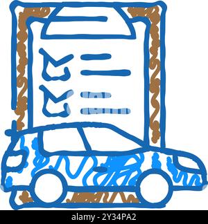 Checkliste Autokennzeichen Kritzeldarstellung Stock Vektor