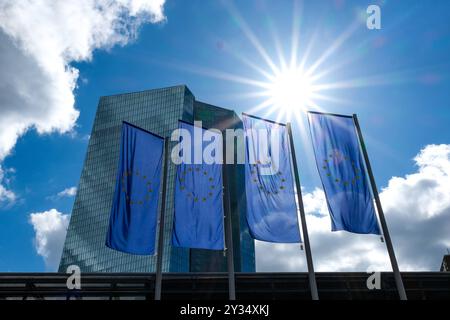 Frankfurt Pressekonferenz der Europaeischen Zentralbank, 12.09.2024. Das Gebaeude der Europaeischen Zentralbank EZB, Pressekonferenz der Europaeischen Zentralbank nach der Ratssitzung am 12.09.2024. *** Frankfurter Pressekonferenz der Europäischen Zentralbank, 12 09 2024 das Gebäude der Europäischen Zentralbank EZB , Pressekonferenz der Europäischen Zentralbank nach der Sitzung des EZB-Rats am 12 09 2024 Copyright: XEibner-Pressefoto/FlorianxWieganx EP FWD Stockfoto