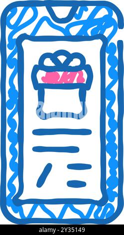 Newsletter in Messenger-Icon-Doodle-Illustration Stock Vektor