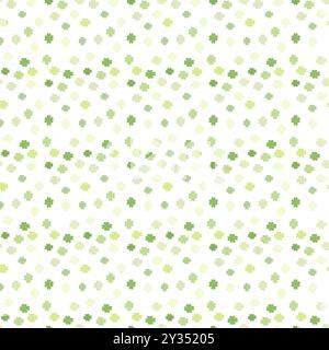 Glückssymbol, vierblättriges grünes Kleeblatt, nahtloses Muster, Hintergrund Stock Vektor