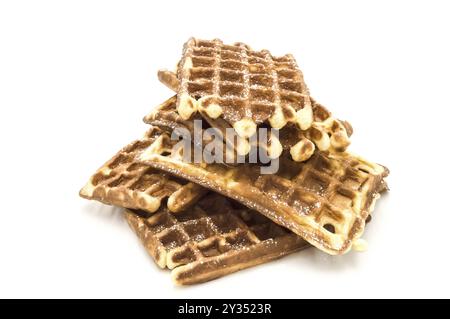 Mit belgischen Waffeln auf weißem Hintergrund Stockfoto
