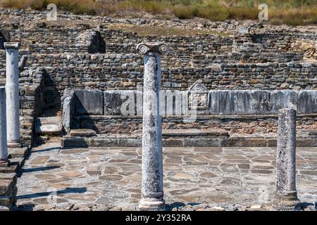 Säulen, Teil der antiken mazedonischen Stadt Stobi aus 359 v. chr. Grabstelle. Stockfoto