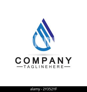 Wassertropfenlogo mit Buchstabe S. Blauer Wassertropfenförmiger Buchstabe S Logo Design Vektor Symbol Illustration Stock Vektor