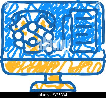 Digitale Analyse des Motors und Abbildung der Symbole prüfen Stock Vektor