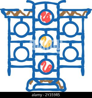 Yunluo chinesisches Kritzelsymbol Skizzenvektor. chinesisches Yunluo-Zeichen. Isolierte Symboldarstellung Stock Vektor