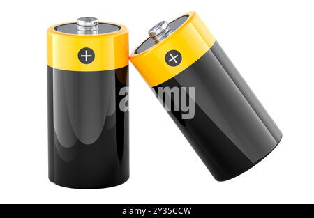 Zwei C-Batterien, 3D-Rendering Stockfoto